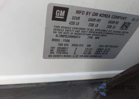 2022 Chevrolet Trailblazer Fwd Lt из США, поврежденный, VIN KL79MPSL0NB069274